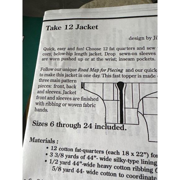 Take 12 Jacket Sewing Pattern By Rag Merchant Sizes 6-24 Includes Instructions F - Picture 4 of 6